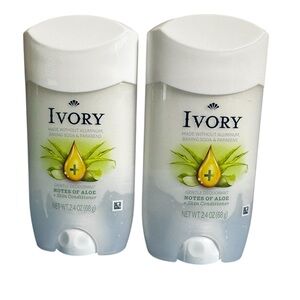 Ivory Gentle Deodorant Stick- 24 Hour Protection- Hint of Aloe- 2.4oz Each - 2pk